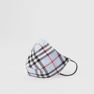 Burberry + Vintage Check Cotton Face Mask in Pale Blue