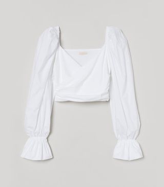 H&M + Puff-Sleeved Wrapover Top