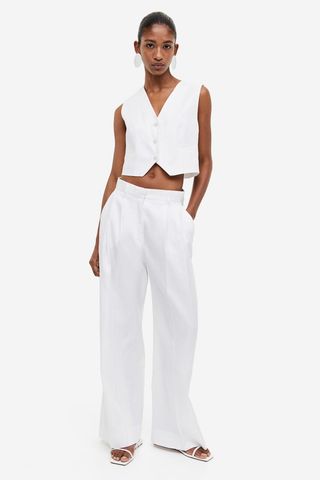 H&M + Linen-Blend Twill Pants