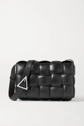 Bottega Veneta + Cassette Padded Intrecciato Glossed-Leather Shoulder Bag