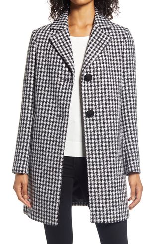 Sam Edelman + Single Breasted Houndstooth Coat