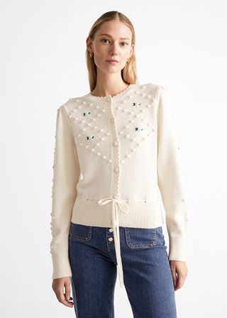 & Other Stories + Rose Embroidery Knit Cardigan