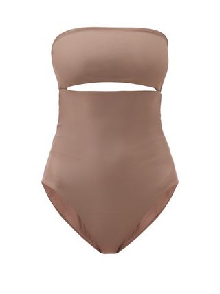Jade Swim + Highlight Strapless Cutout Swimsuit