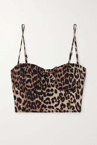 Ganni + Leopard-Print Underwired Bikini Top