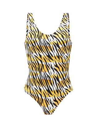 Reina Olga + For a Rainy Day Scoop-Back Leopard-Print Swimsuit