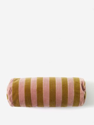 Christina Lundsteen + Striped Cotton-Velvet Bolster Cushion