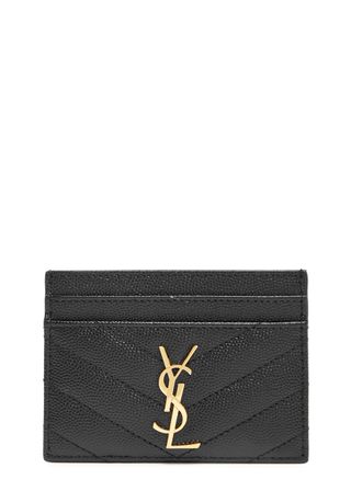 Saint Laurent + Logo Leather Card Holder