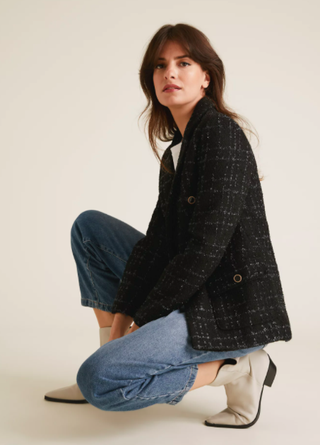 M&S Collection + Tweed Straight Checked Jacket