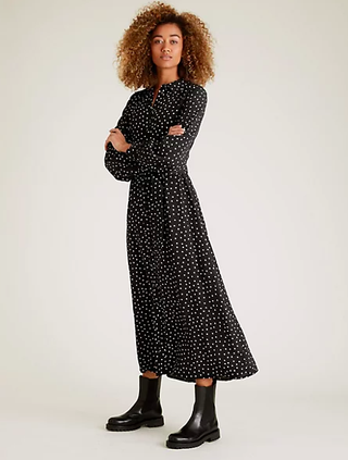 M&S Collection + Polka Dot Belted Midaxi Shirt Dress