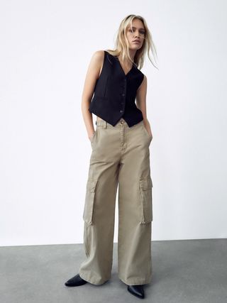 Zara + Wide Leg Cargo Pants