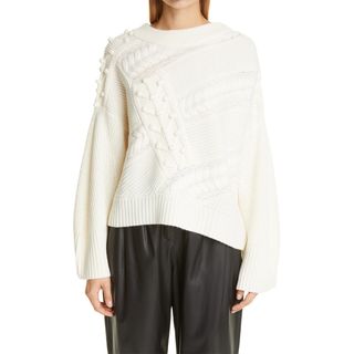 Loulou Studio + Cable Popcorn Oversize Wool & Cashmere Sweater