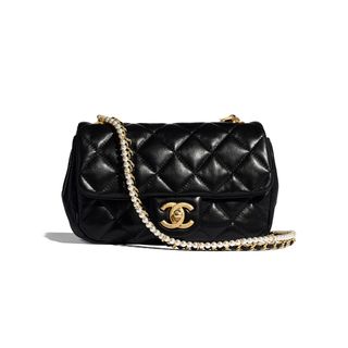 Chanel + Calfskin, Crystal Pearls & Gold-Tone Metal Bag