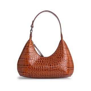 BY FAR + Baby Amber Croc-Embossed Leather Shoulder Bag