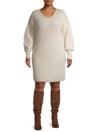 Terra & Sky + V-Neck Sweater Dress