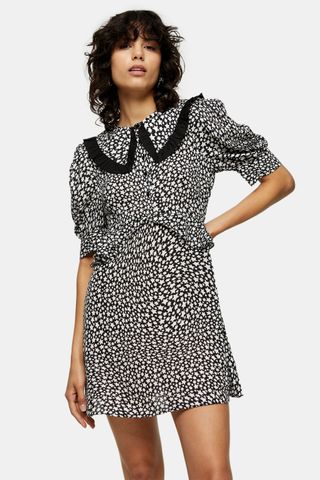 Topshop + Star Print Collar Mini Tea Dress