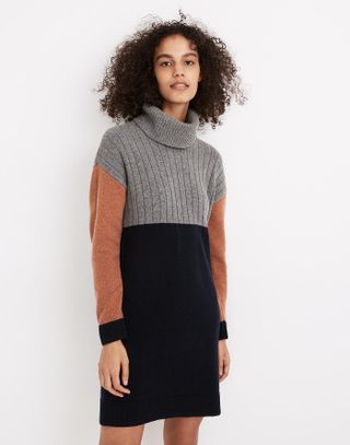 Madewell + Colorblock Turtleneck Sweater Dress