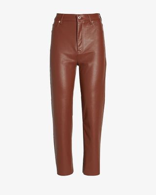 Express + Super High Waisted Vegan Leather Cropped Straight Pant