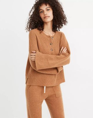 Madewell + (Re)sourced Cashmere Ribbed Henley Sweater