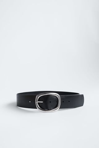 Zara + Leather Belt With Oval Buckle