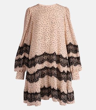 Essentiel Antwerp + Peach Lace-Trimmed Mini Dress