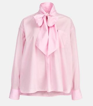 Essentiel Antwerp + Pink Pop-Over Pussy Bow Shirt