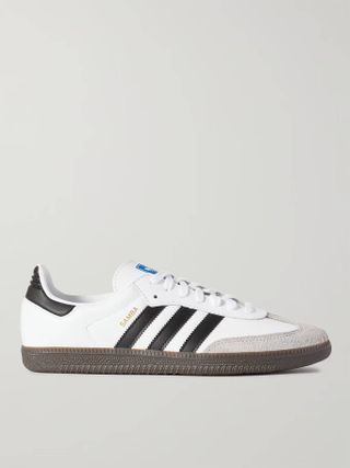 Adidas Originals + Samba Suede-Trimmed Leather Sneakers