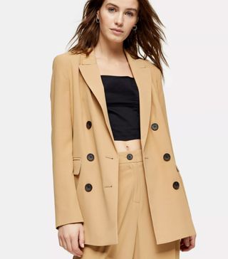 Topshop + Camel Twill Double Breasted Suit