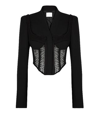 Dion Lee + Compact Black Corseted Wool-Blend Blazer