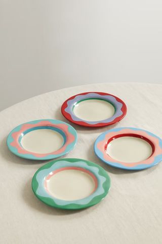 Laetitia Rouget + Wavy Set of Four Ceramic Dessert Plates