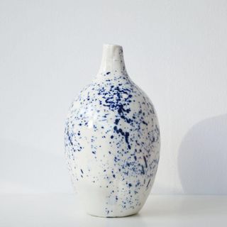 Coco & Wolf + Porcelain Splatter Vase Putty & Ink