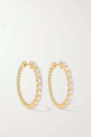 Melissa Kaye + Lenox Small 18-Karat Gold Diamond Hoop Earrings