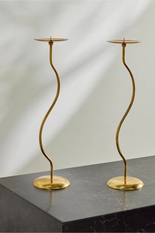 Fourth Street + Dancing Duo Set of Two Brass Candlesticks
