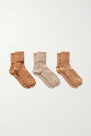 Johnstons of Elgin + Set of Three Ribbed Cashmere-Blend Socks