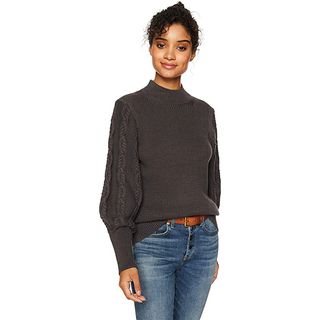 Cable Stitch + Cable Sleeve Ribbed Sweater