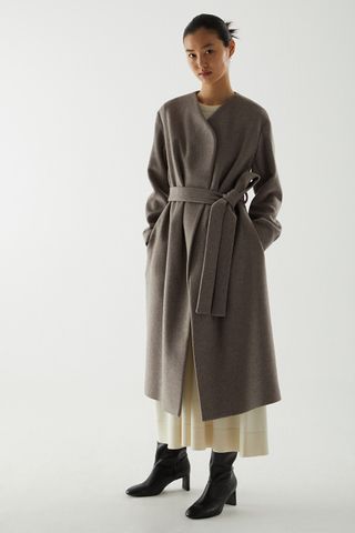 Cos + Wool Mix Belted Coat