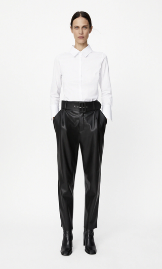 Zara + Belted Faux-Leather Pants