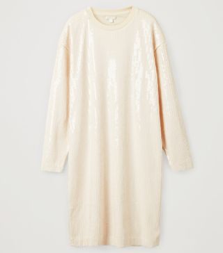 COS + Long-Sleeve Oversized Sequin Dress