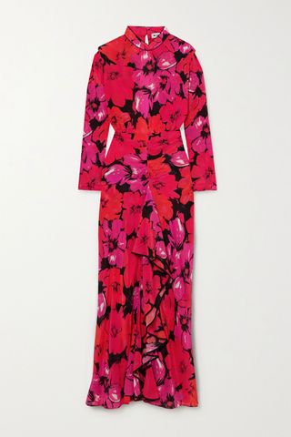 Rixo + Dani Open-Back Ruffled Floral-Print Silk Midi Dress