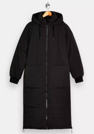 Topshop + Black Longline Puffer Jacket