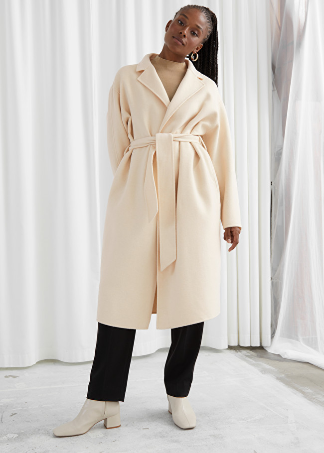 & Other Stories + Belted Wool Blend Coat