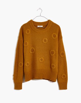 Madewell + Flower Embroidered Pullover Sweater