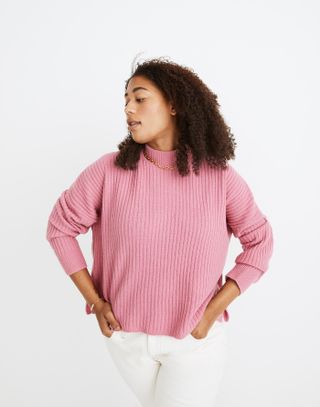 Madewell + (Re)sourced Cashmere Ribbed Mockneck Pullover Sweater