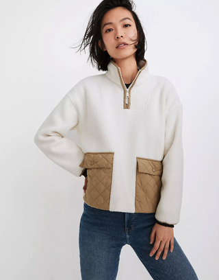 Madewell + (Re)sourced Fleece Quilted-Pocket Popover Jacket