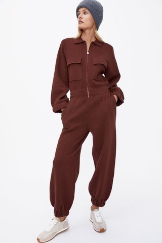 Zara + Knit Jumpsuit With Pockets