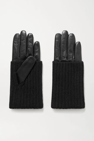 Portolano + Leather and Ribbed Cashmere Gloves