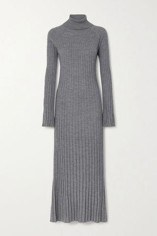 Loulou Studio + Ribbed Wool Turtleneck Maxi Dress