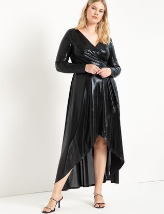 Eloquii + Metallic Maxi Wrap Dress