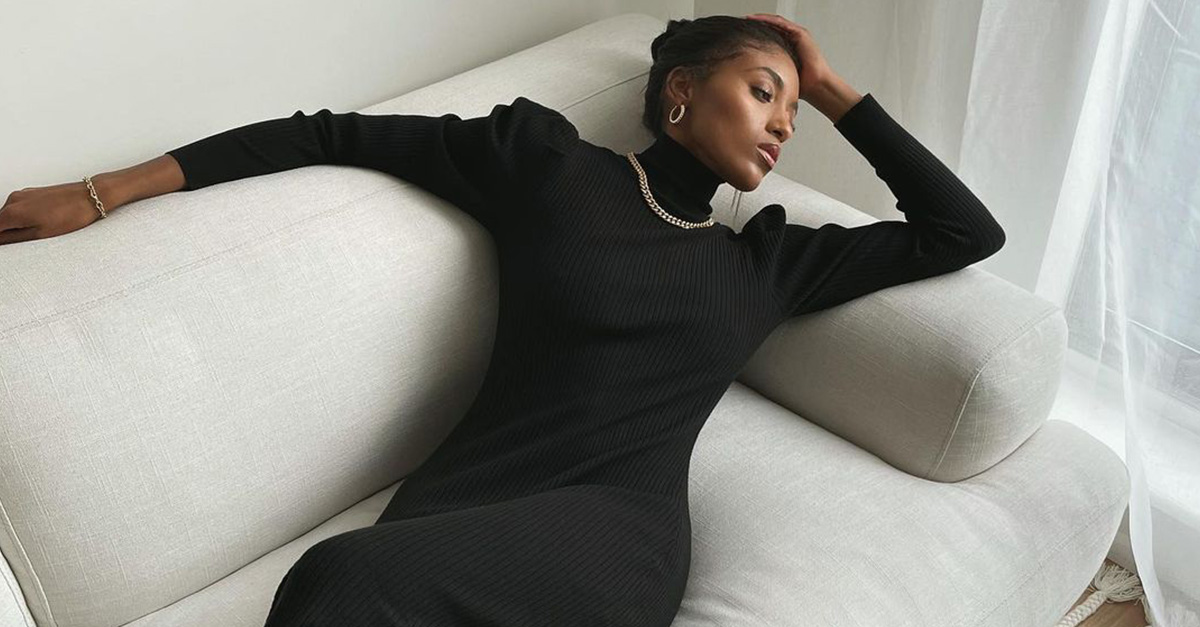 black long sleeve maternity dress HATCH Collection The Softest Rib Nursing in The ribbed fabric offers Retail 6.13 Size:Petite-12 Camalie Jersey Maxi Dress