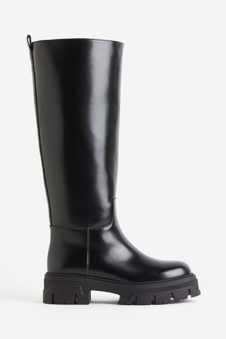 H&M + Knee-High Boots in Black
