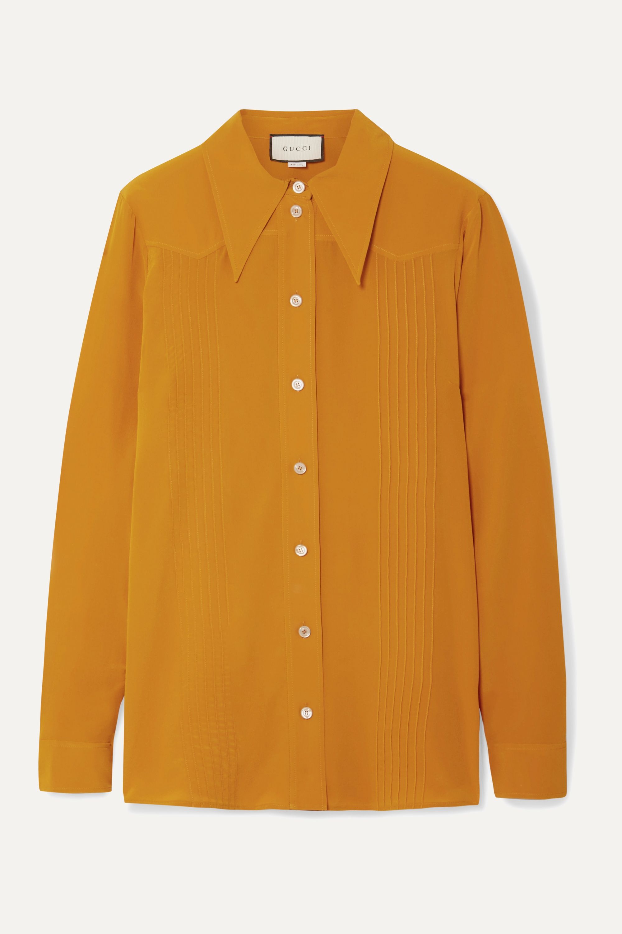 Gucci + Pintucked Silk Crepe De Chine Shirt